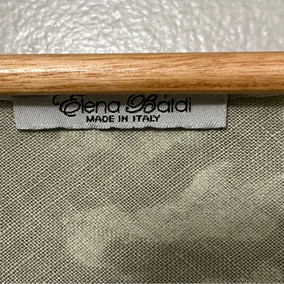 Elena Baldi Womens Green White Boho Hippie Linen Pullover Poncho Made In Italy - Picture 7 of 12